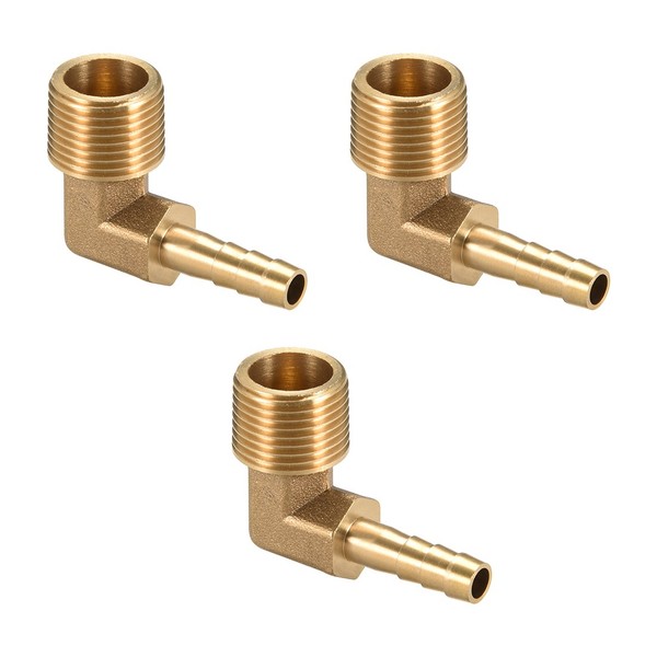 "3Stk. Messing Barb Schlauch 90 Grad Ellbogen 6Mm Stachel X 3/8\" G Stecker Rohr"-image