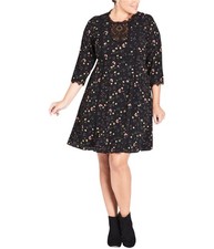 City Chic Womens Dreamy Midi Dress, Black, Plus Size, 20W