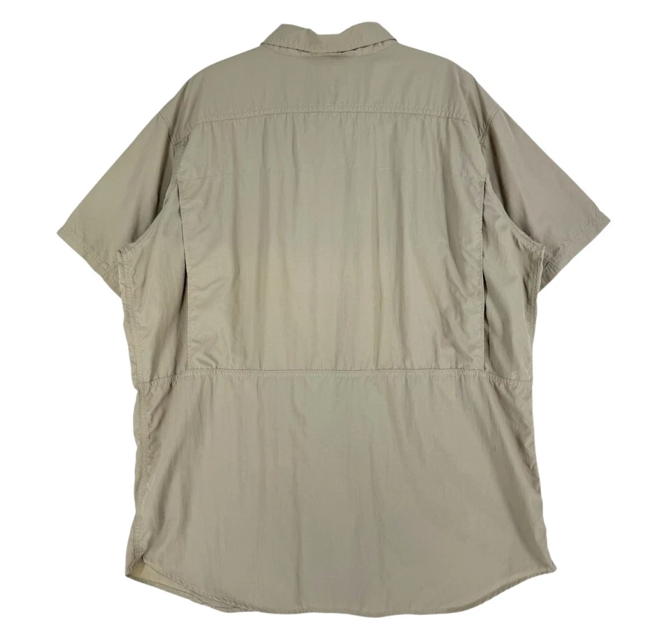 Columbia Hommes Décontracté 100% NYLON Manches Courtes Beige Chemise Taille 2XL - Photo 2/4