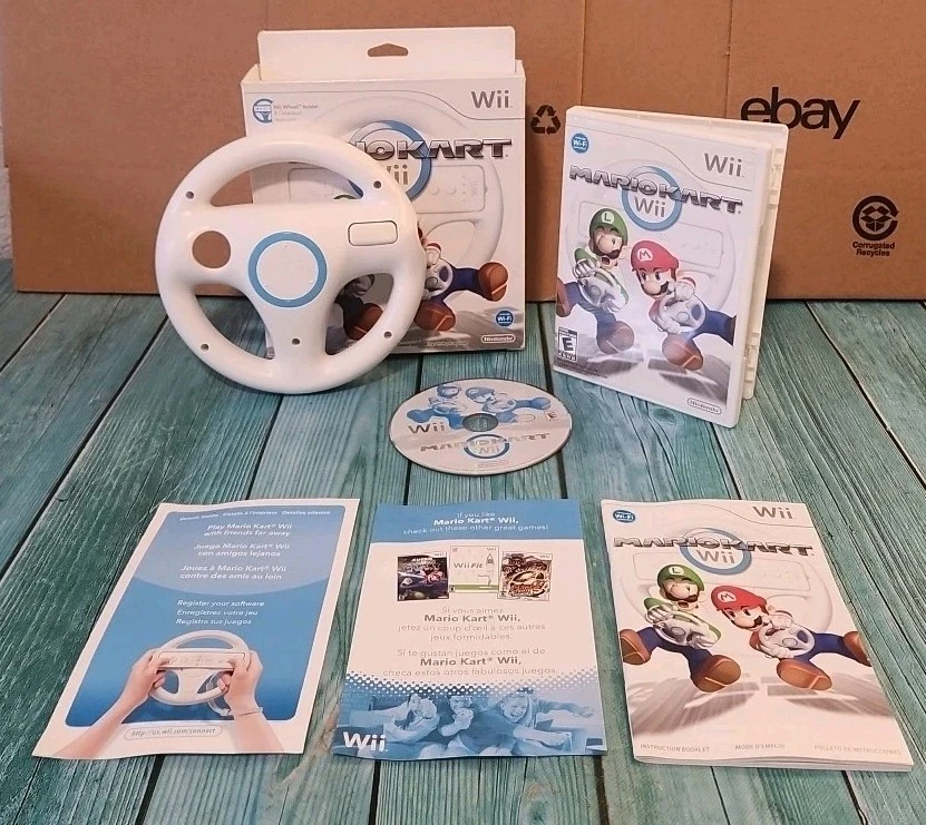 🔥Mario Kart Wii (Nintendo Wii, 2008) Complete CIB w/ Manual & Wheel In Box🔥 - Image 2 of 4