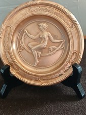 Antique Art Nouveau Bronze Calling Card Tray Nude Female 5"