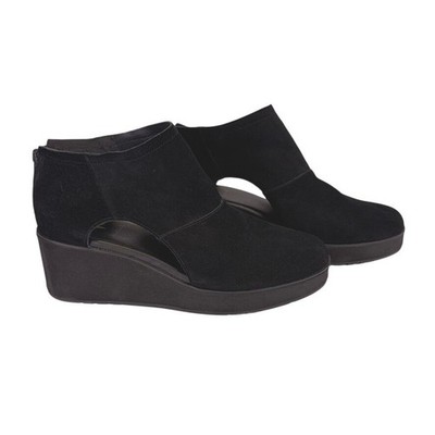 Volatile Bianca Women's Suede Wedge Booties Size 11 Black Whimsigoth Chic Classy
