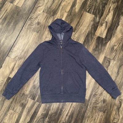 J.Crew Authentic Fleece Hooded Full-Zip Jacket Men s Size S Navy Blue