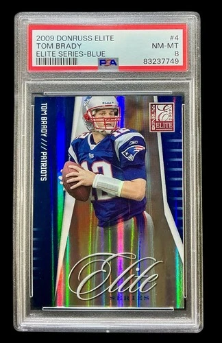 2009 donruss elite #4 tom brady; blue holo 88/199 color match PSA 8  **POP 4, 2^