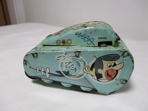 VINTAGE 1950s-60s MARX "THE JETSON'S" TIN WIND UP TURN OVER TANK