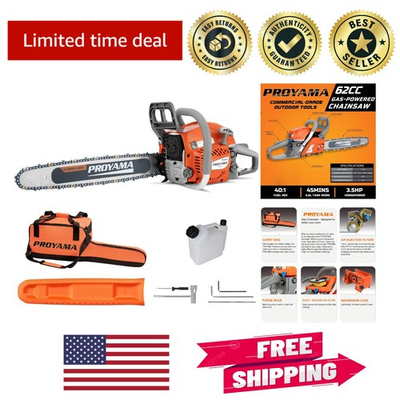 #ad 62CC Gas Powered Chainsaw 20 Inch Bar Easy Start amp; Anti Vibration for Safety $253.99