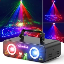 DJ Laser Lights for Party, Professional 5 in 1 RGBUV Laser Light Show Project...