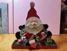 Vintage Wooden Hand Painted Folk Art Santa Claus With Gifts 10 In. X 10 In.