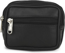 Leatherboss Genuine Leather Travel Outdoor Hiking Belt Pouch with Zipper Pocket