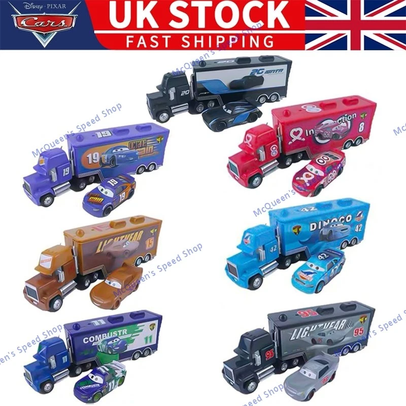 2+2 Free Disney Pixar Cars Container Truck & Car Lightning Jackson Diecast Model - Image 1 of 4