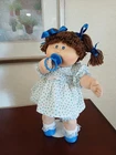 Vtg Cabbage Patch Doll Paci Poodle Brn Hair w/Ponytails Blue Eyes #6 HM NO POX