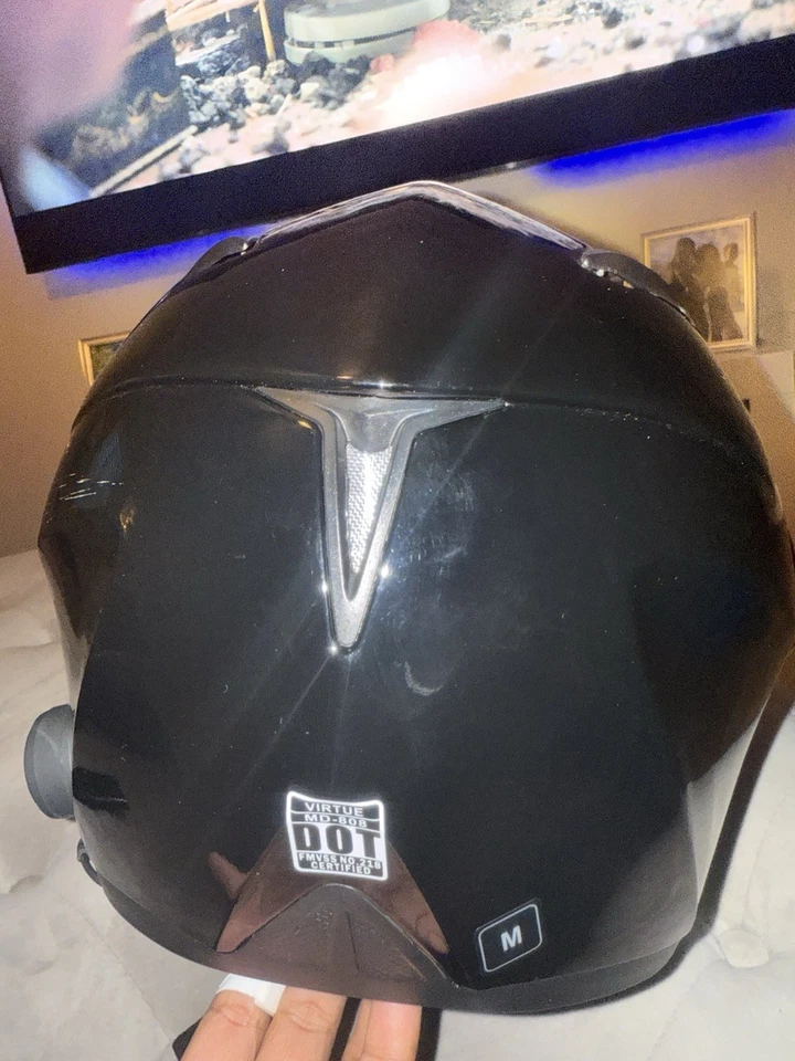 Virtue MD808 Casco de Motocicleta Cara Completa Abatible Mediano Modular Visera Negro Foto 3 de 4