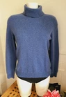 Blue Cashmere Rollneck Jumper UK Size 14-16 Oatmeal Super Soft Knit Madeleine