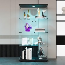 Standvitrine Glasvitrine 80x36x164 cm, LED Modern Glas Vitrine mit 4 Schichten