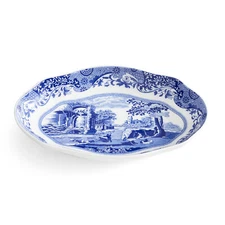 Spode Blue Italian Pickle Dish -8.5" Porcelain Appetizer Tray with Scroll Border