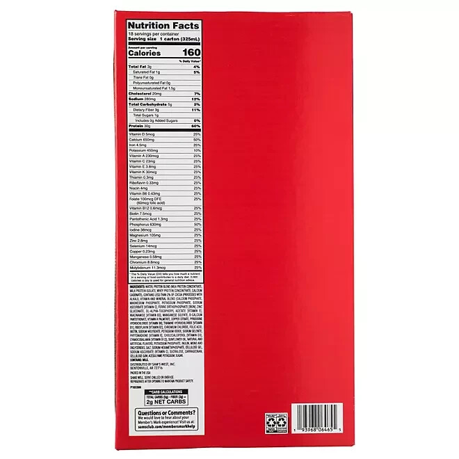 Member s mark high protein chocolate shake 11 fl oz 18 pk ebay