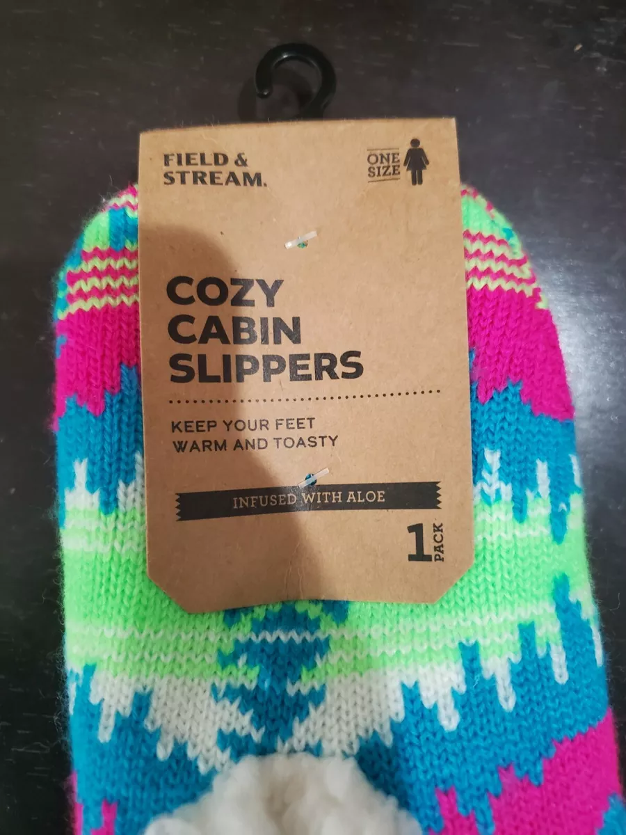 NEW Cozy Cabin Slippers by Field Stream Blue Pink Women s