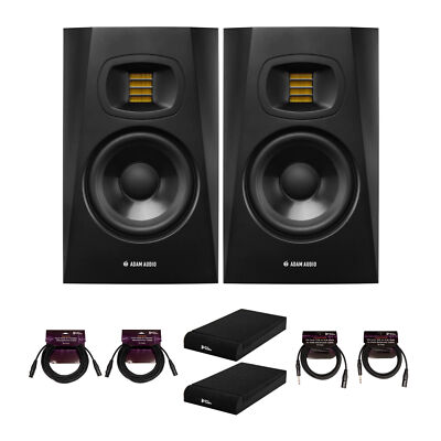 Adam Audio T8V 8 Inch Powered Studio Monitor (2 Pack) with Pads and Cables