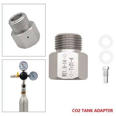 DE CO2-Zylinder Regler Adapter TR21-4 auf W21.8-Anschluss für Sodastream Silver