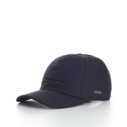 ZEGNA 490$ Baseball Cap - Dark Blue Technical Fabric, Soft Cotton Lining
