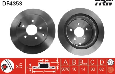 2 x TRW DF4353 Bremsscheibe für INFINITI,INFINITI (DFAC),NISSAN,NISSAN (DFAC)