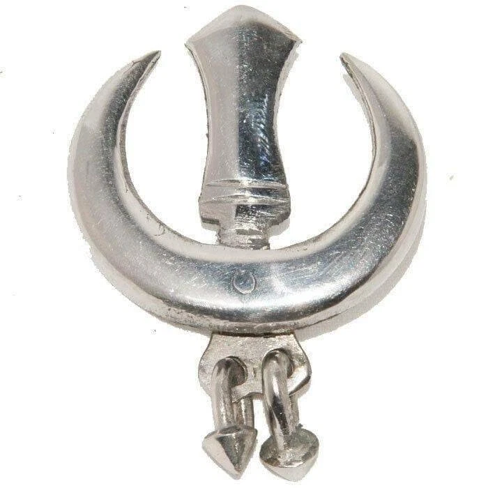 Sikh Sarbloh Chand Pin Hand Made Tora Punjabi khanda Pin brilliant