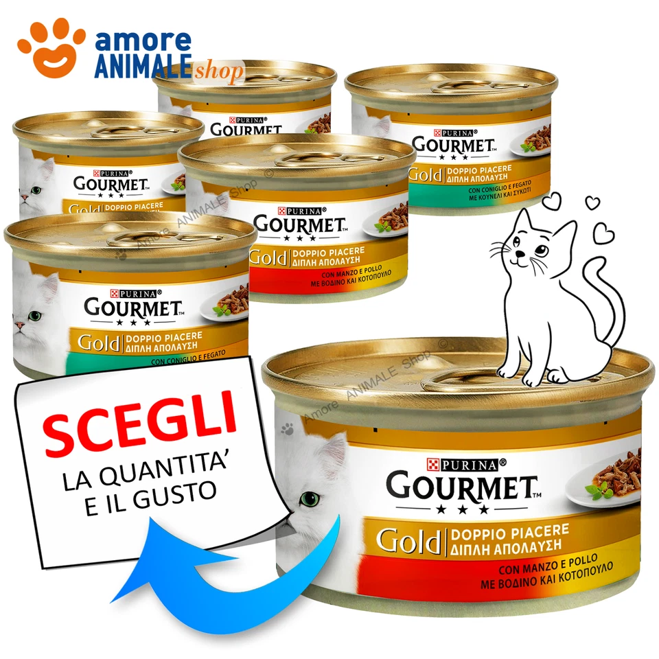 PURINA Cat GOURMET Gold → DOPPIO PIACERE - 85 gr - GUSTI MISTI - Per Gatto Gatti