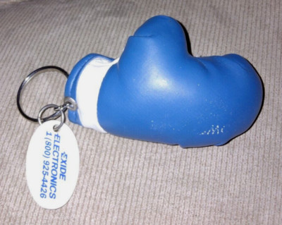 VINTAGE VINYL BOXING GLOVE KEY RING EXIDE ELECTRONICS 80s 90s? ORIG 5''