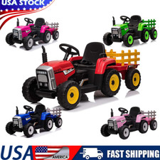 Ride-on Tractor For Kids 12v Battery Powered W/ Remote Control & Trailer 25w/35w