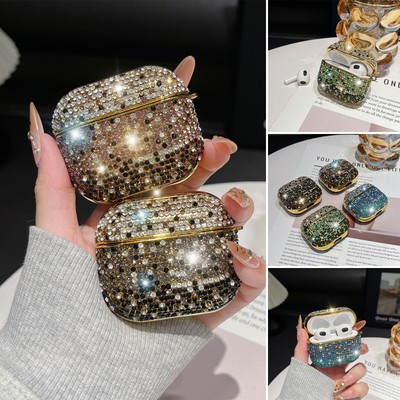 For Airpods 4/3/2/1 Pro/Pro2 Electroplated Gradient Full Diamond Earphone Cover