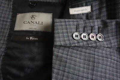 Canali Impeccable 1934 CURRENT Wool Gray Plaid 2 Pc Suit Jacket Pants Sz 38R