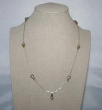Silpada Vintage Silver Citrine and Peridot Beaded Snake Chain Necklace N0771