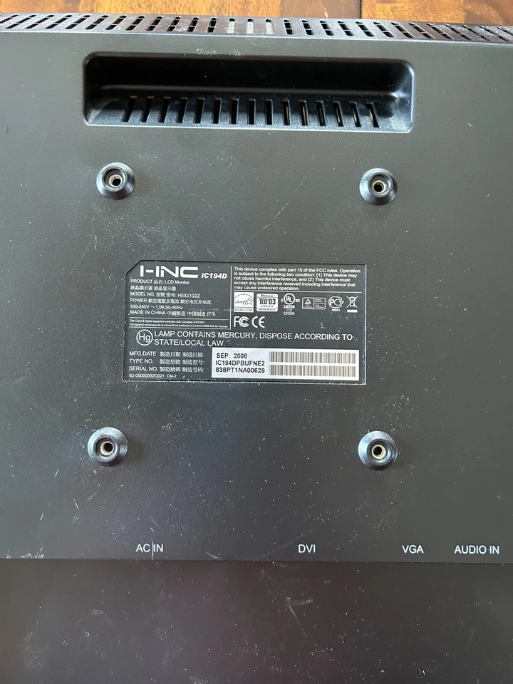 I-INC IC194D 19" LCD Monitor, VGA, DVI, built-in speaker, HSG1022 - Image 3 of 4