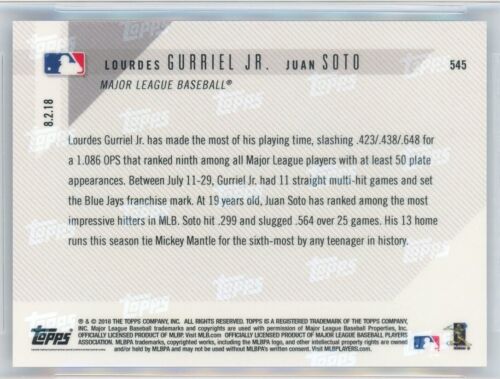 2018 TOPPS NOW MLB #545 JUAN SOTO / LOURDES GURRIEL JR. BGS GEM 9.5 WITH 2 10's - Picture 2 of 2