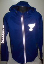 Chaqueta ST. LOUIS BLUES NHL Soft Shell AZUL con logotipos reflectantes: MED LG 2X