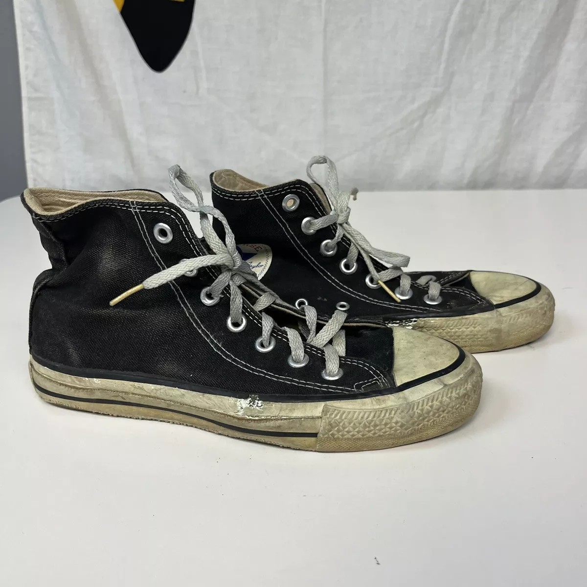 Vintage 90s Converse made in USA black white high top youth size 5 6.5  women’s