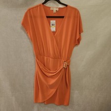 Michael Kors Womens Faux Wrap Short Sleeve Mini Dress Sz M