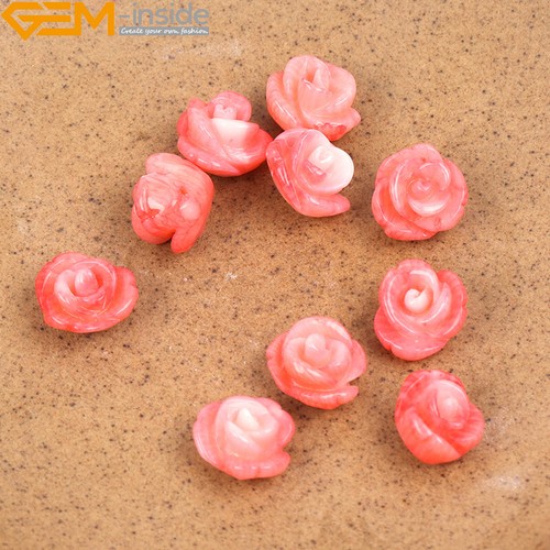 Half Drilled Coral Stud Flower Rose Shell Beads For Jewelry Making Earring - Picture 20 of 33
