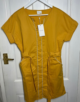 Vila Mustard Pencil Dress Size 10 BNWT