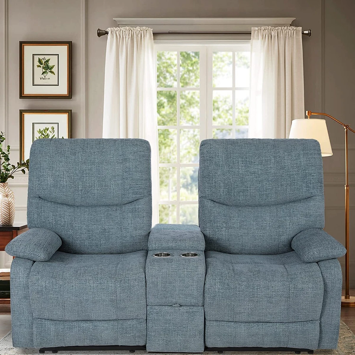 Electric double online recliner with console