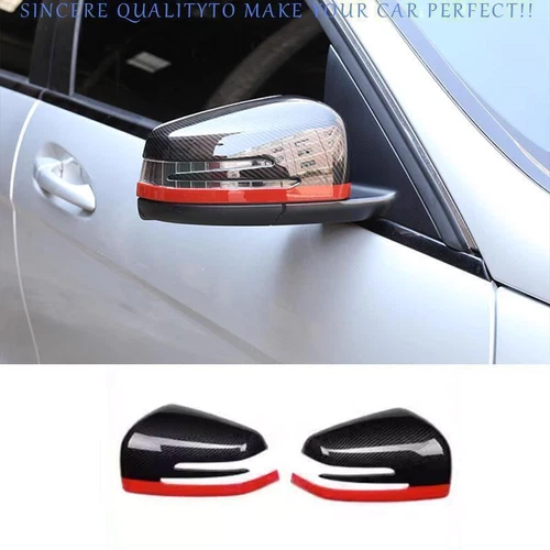 For Benz GLE GLS 2016-2019 Carbon Fiber&Red Side Rear View Mirror Cap Cover Trim