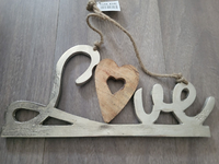 "Gilde Holz HäNger Silber Metall - Holz HäNger \" Love \" TüRdekoration"