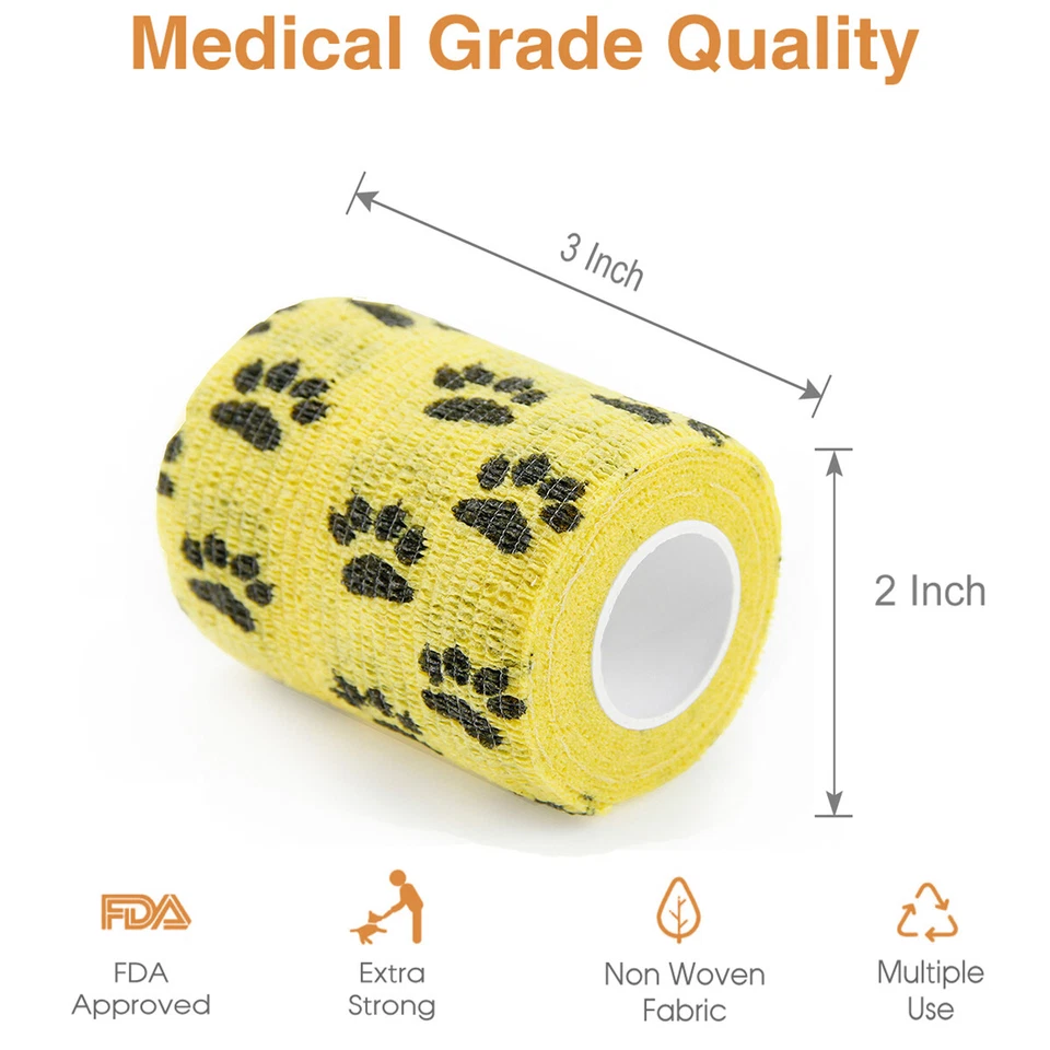 24 Rolls Elastic Cohesive Bandage Vet Wrap Self Adherent Wrap Vet Tape 7.5cm - Image 2 of 4