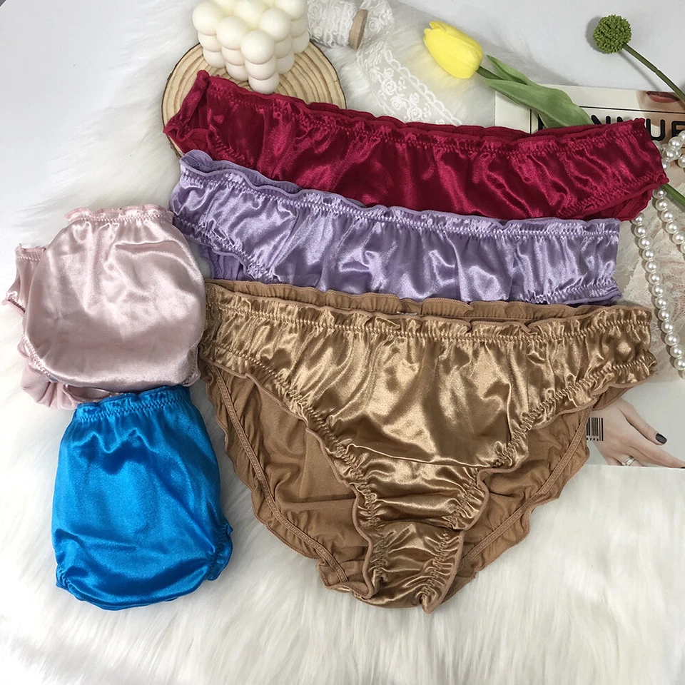 Lot Pack Of 5 Sexy Women Satin Panties Briefs Underwear Nylon High Cut Lingeries - Image 3 of 4