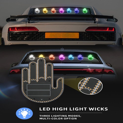 LED Finger Gesture Light With Remote – Car Back Window Sign, Amber, Xmas Gift