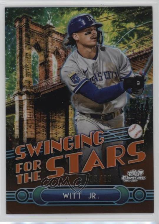 2024 Topps Chrome Swinging for the Stars Orange Refractor /25 Bobby Witt Jr