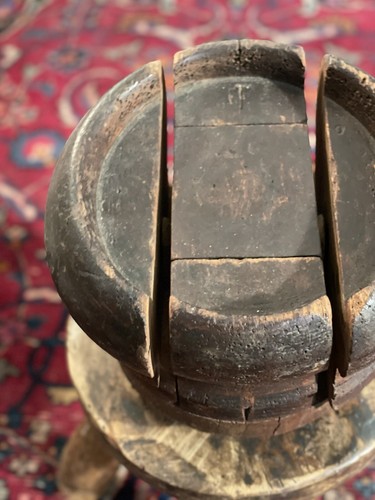 ANTIQUE WOOD MILLINERY 5 PART PUZZLE HAT BLOCK MOLD FORM - Picture 6 of 12