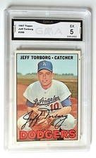 1967 TOPPS BASEBALL CARD #398 JEFF TORBORG / DODGERS  GMA GRADED 5 - EX
