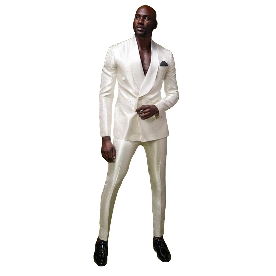 Blazer de hombre vintage de esmoquin blanco chal solapa doble botonadura 44r 46r 48r  Foto 3 de 4