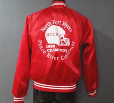 VTG 80's Auburn Nylon Red Varsity Jacket 1989 Football Champs Made in USA Size M